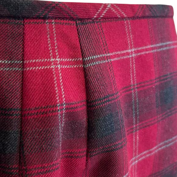 Liz Clairborne Wool Wrap Skirt Womens Sz 12 Red Gray Tartan Academia Romantic - Picture 13 of 15